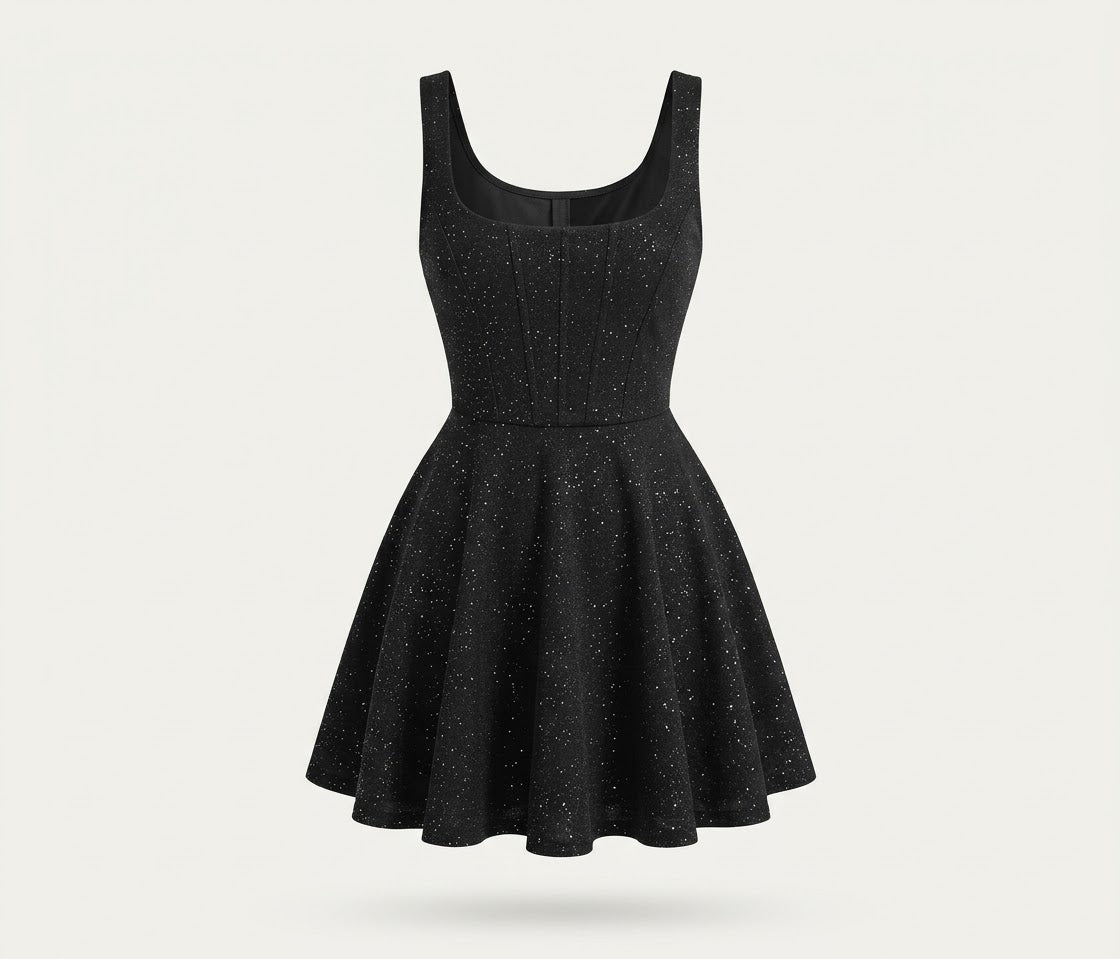 Vestido Corset corto Glitter Negro