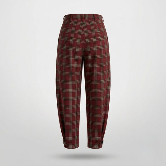 Pantalón Carrot Tartan Burdeo
