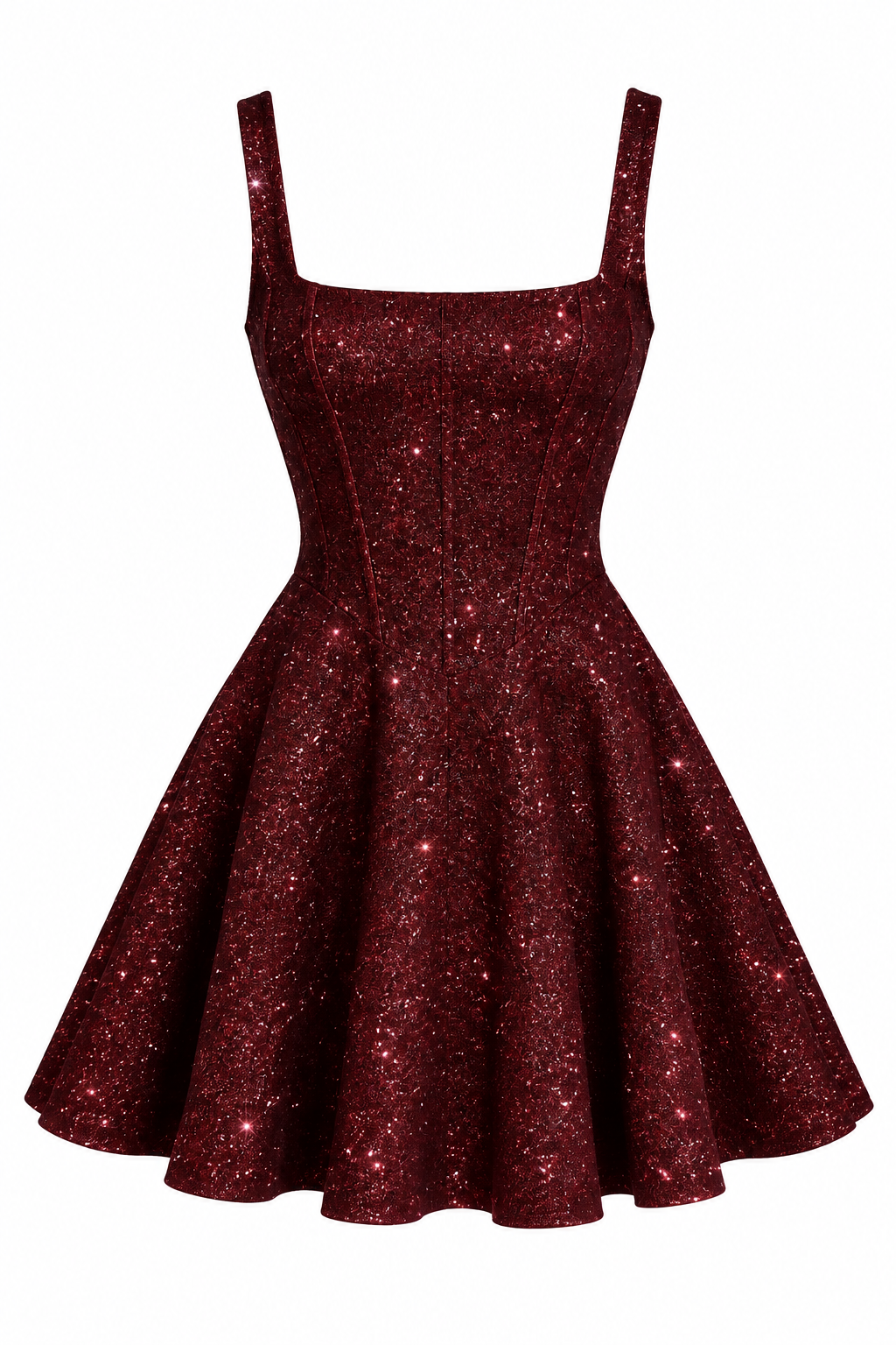 Vestido Corset corto Glitter burdeo