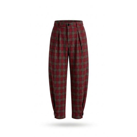 Pantalón Carrot Tartan Burdeo