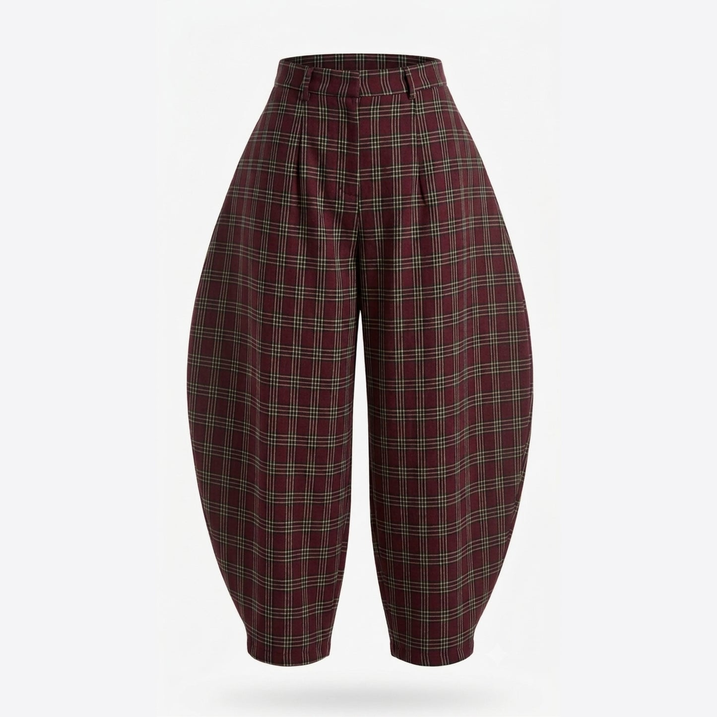 Pantalón Barrel Tartan Burdeo