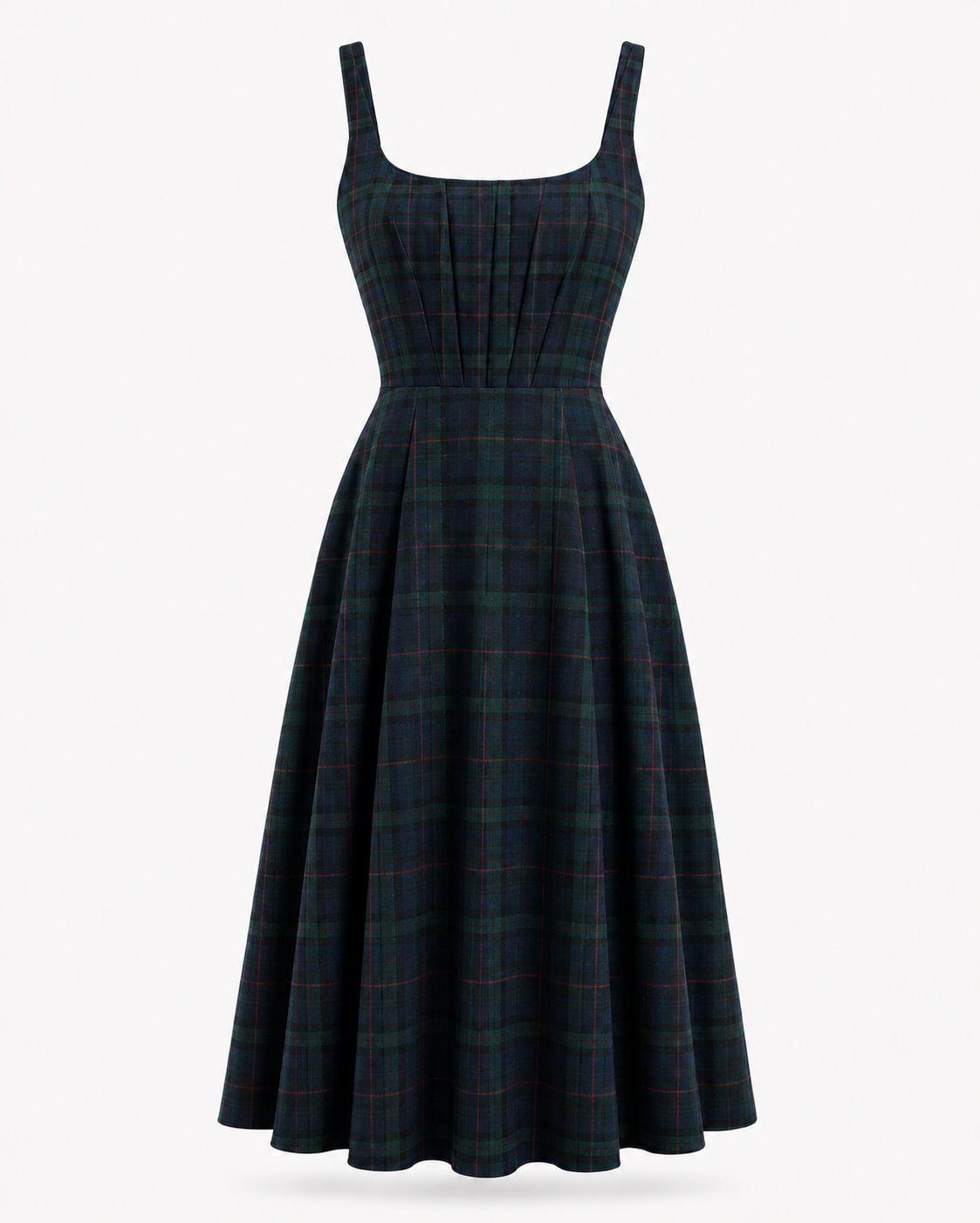 Vestido Corset Midi Tartan Verde