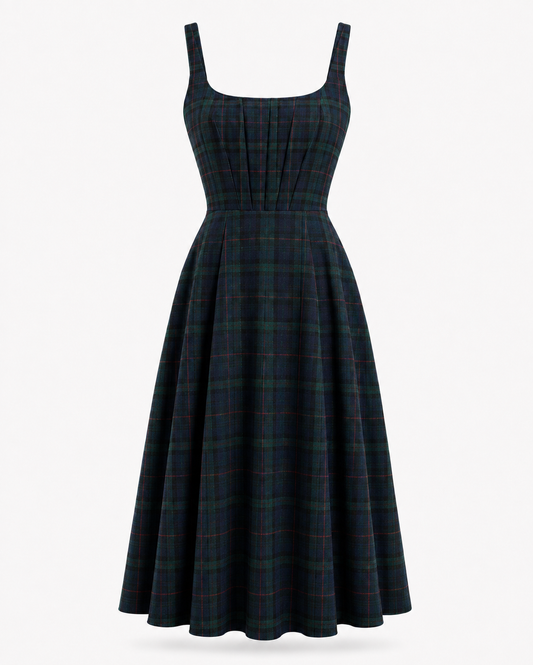 Vestido Corset Midi Tartan Verde