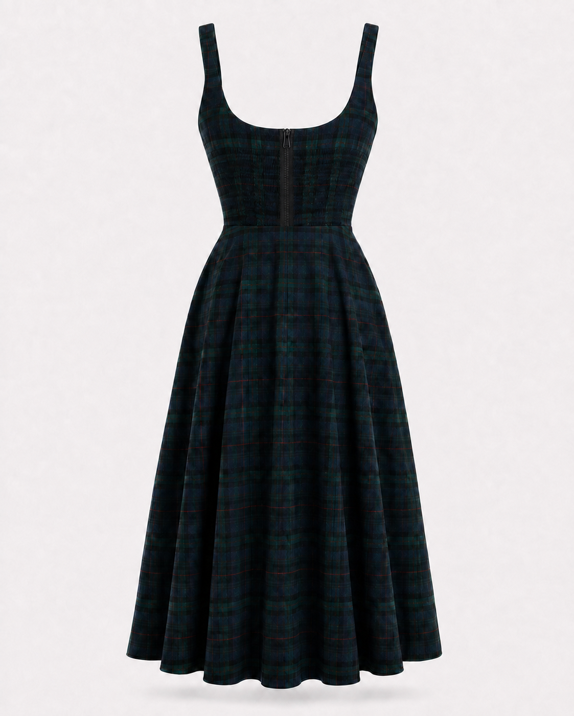 Vestido Corset Midi Tartan Verde