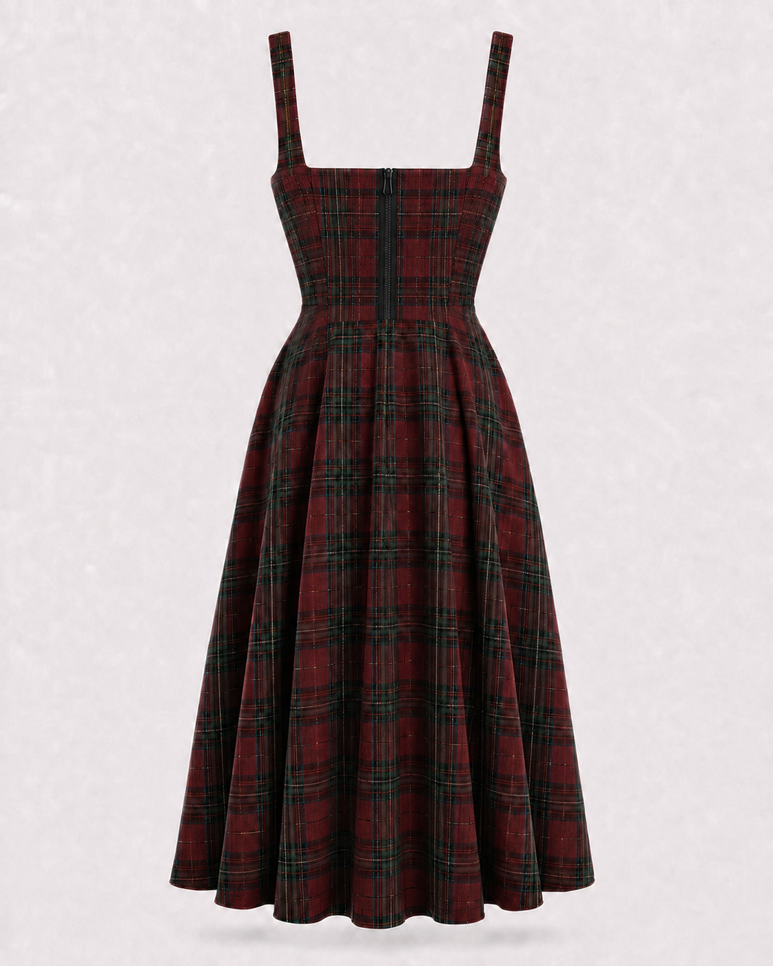 Vestido Corset Tartán MIDI Burdeo verde
