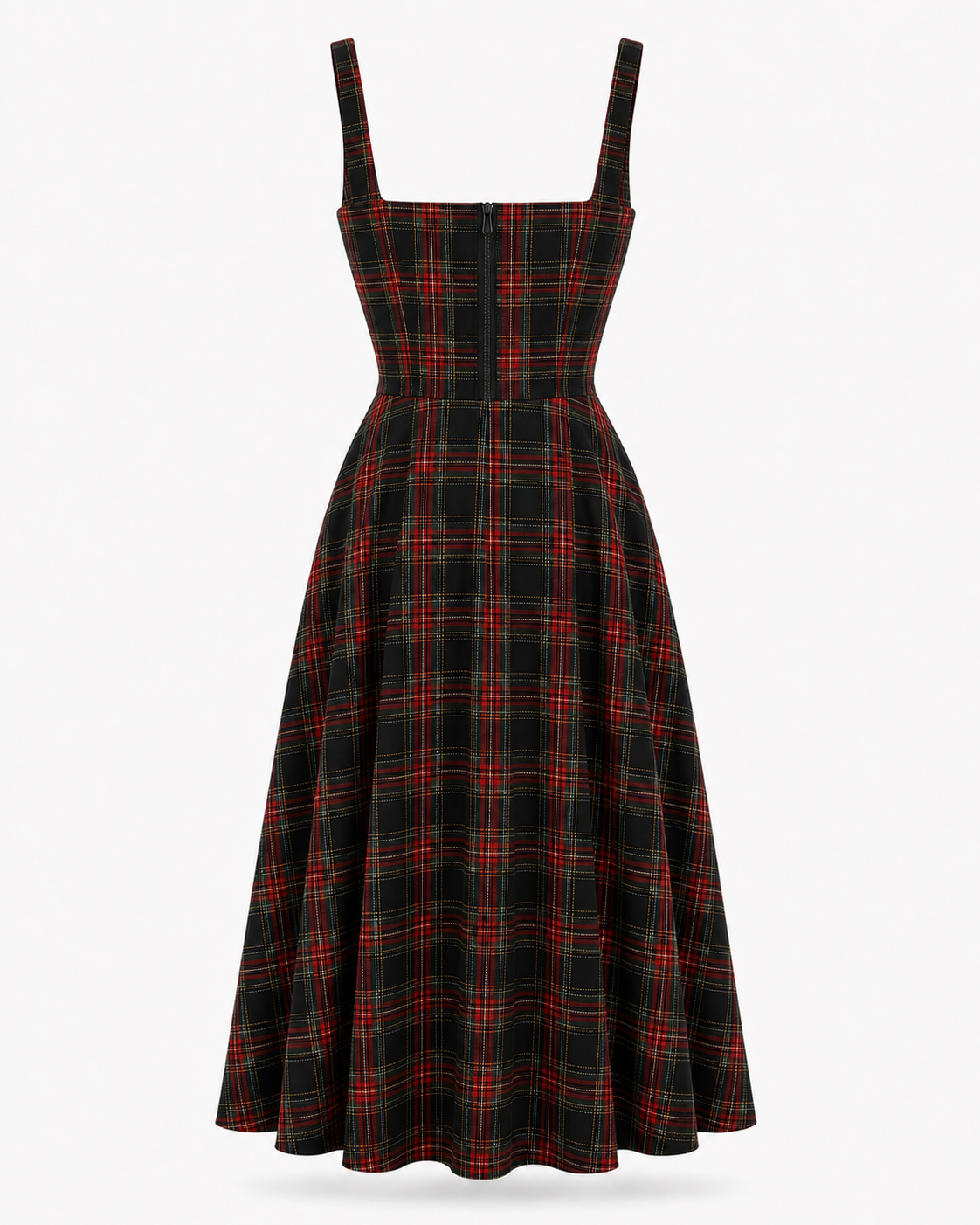 Vestido Corset Midi Tartan Azul Rojo