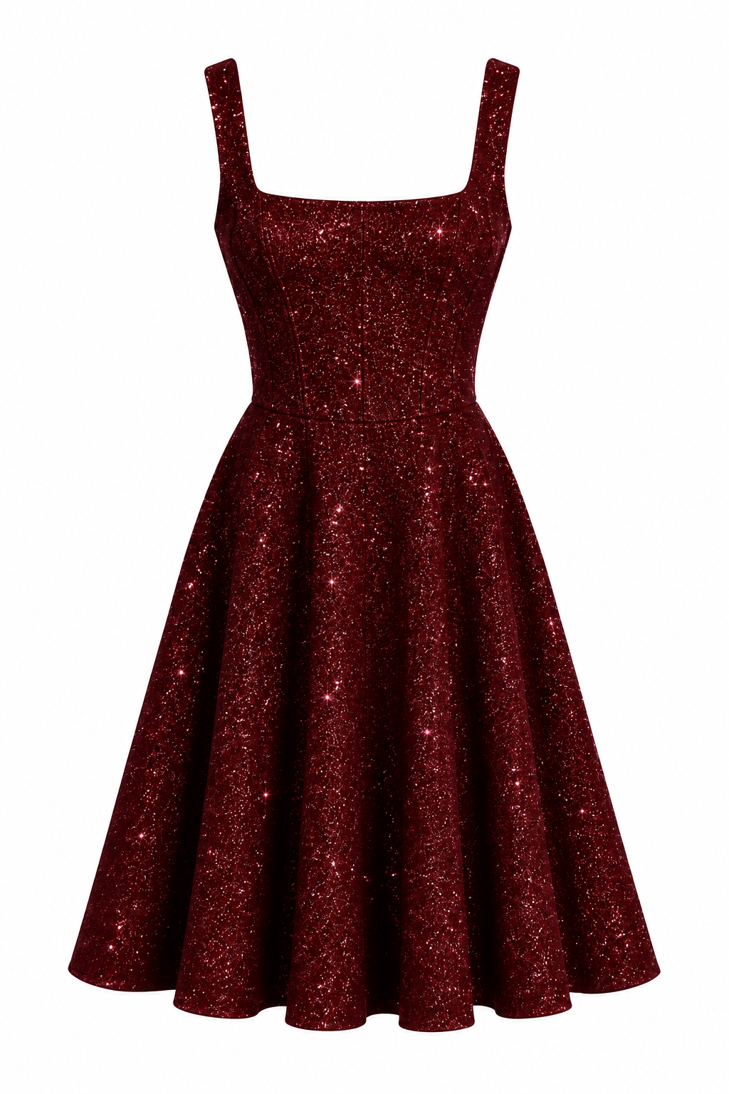 Vestido Corset MIDI glitter burdeo