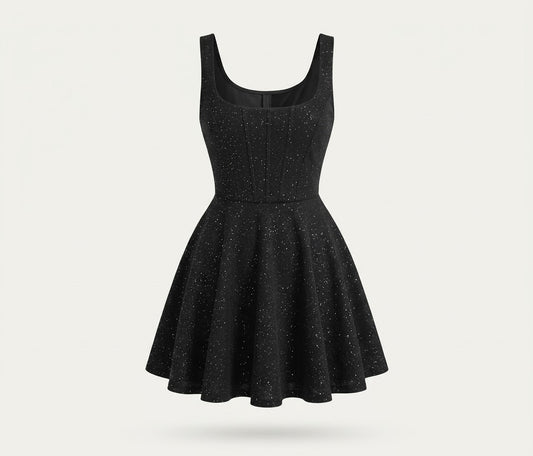 Vestido Corset corto Glitter Negro
