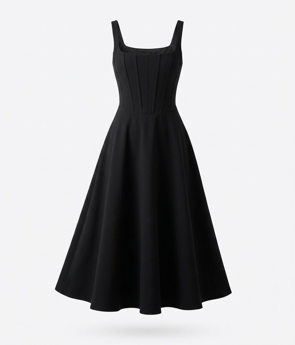 Vestido Corset midi negro Clasico