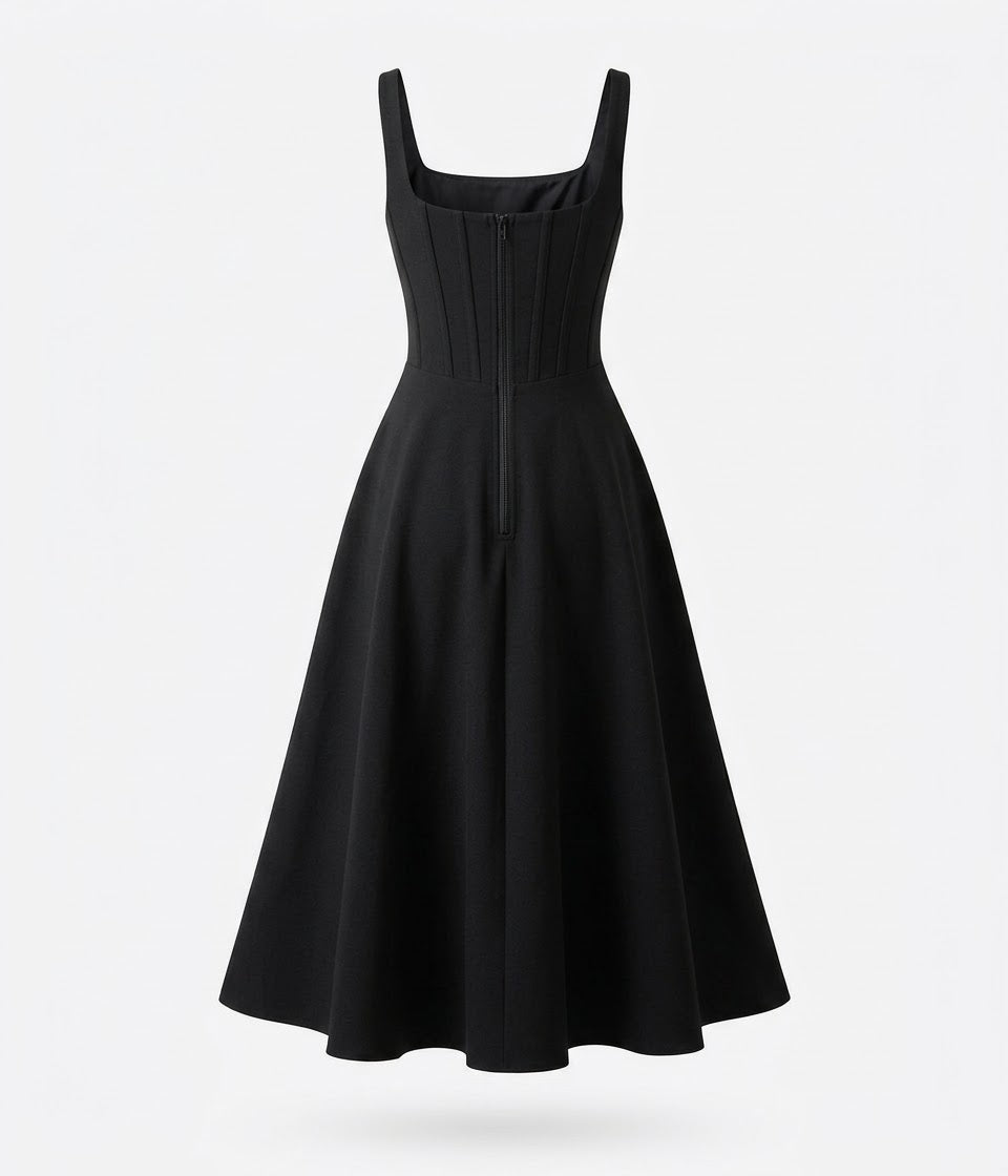 Vestido Corset midi negro Clasico
