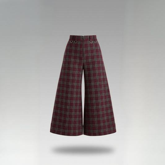 Pantalón WideJuku tartán burdeo